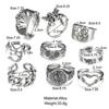 6pcs Vintage Gothic Butterfly Angle Flower Multi Element Ring Set For Women Men Retro Personality Finger Ring Gifts