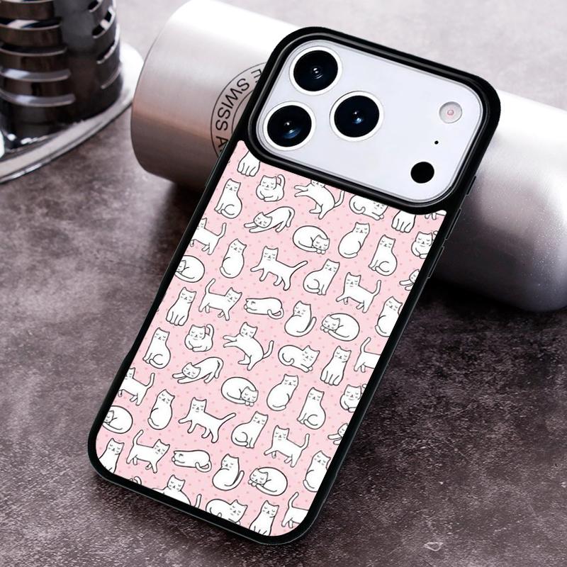 Cartoon Cat Phone Case For iPhone 17 16 15 14 13 12 11 Pro Max Plus 17Air Soft Silicone Cover
