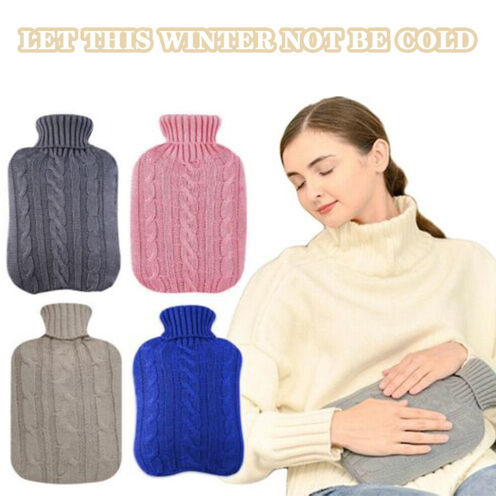 Hot Water Bottle Long Term Heat 2L Leak-Proof Bed Bottle with Knitted Cover Hot Water Bottle for Bed for Adults Children