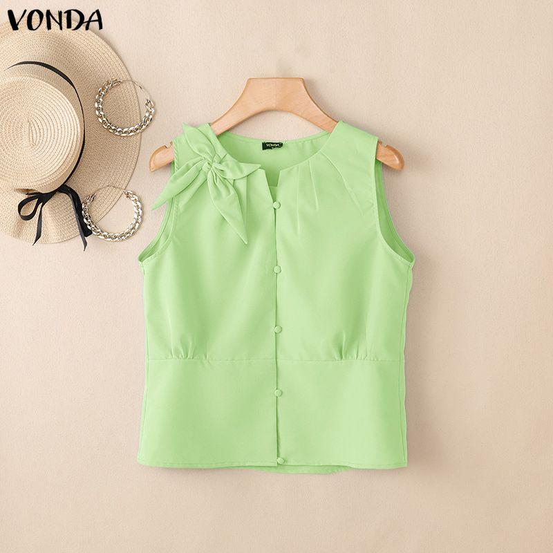 VONDA Canottiere Casual Eleganti da Donna Estive Senza Maniche con Nodo a Fiocco Blusa