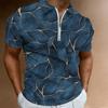 Women Short Sleeve Polo Shirt Light Beige Black Dense Leopard Print Half Zip Lapel Top