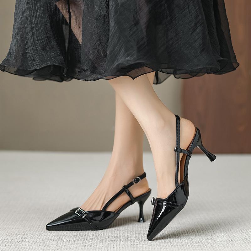 Spring and Summer Pointed Toe Thick Heels Fashionable Women's Shoes French Fairy Style Workplace Versatile High Heels