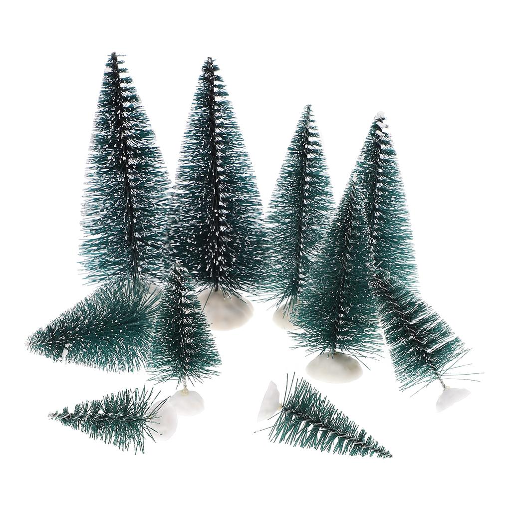 10 Pcs Simulated Christmas Tree Home Table Decor Mini Pine Decoration Dark Green