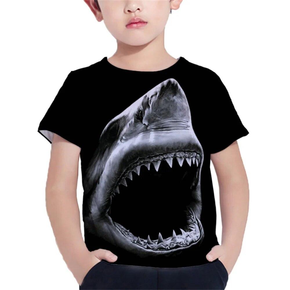 Shark Tshirt Kids Clothes Summer Animals Blue Sea T-Shirt For Boy Tee Shirt Children Top 2026 Short Sleeve 3d Print Girls Tees