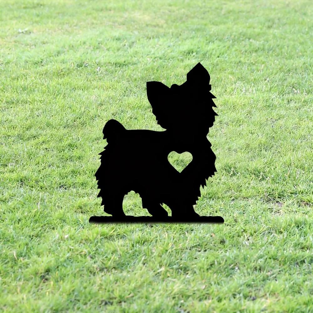 Cute Dog Garden Stake Iron Art Silhouette Metal Yard Sign Creative Outdoor Courtyard and Garden Decoration for Pet Commemoration
