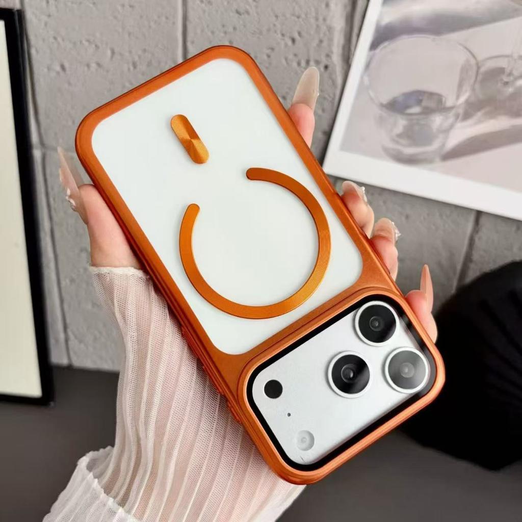Electroplated PC lens film holder, suitable for iPhone18promax magnetic mobile phone case, Apple 17 transparent 16 anti-drop.