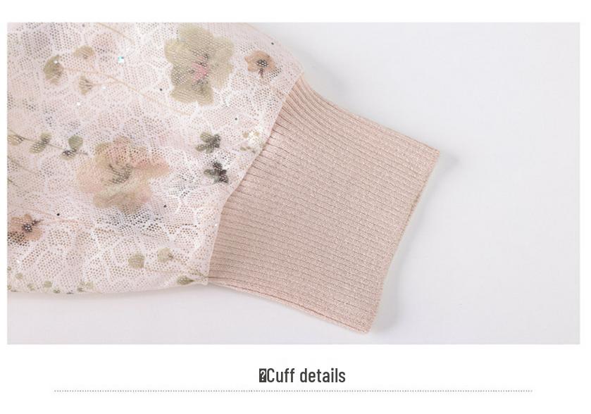 Stylish Gauze Sleeve Spring/Autumn Base Shirt for Women