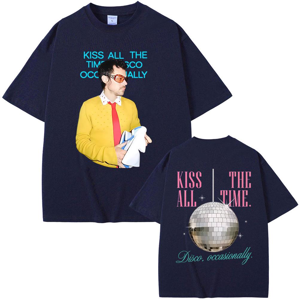Küss Mich Immer Disco Gelegentlich Grafik T-Shirt Herren Damen Mode Hip Hop Übergroße T-Shirts Herren Freizeit Baumwoll-T-Shirts