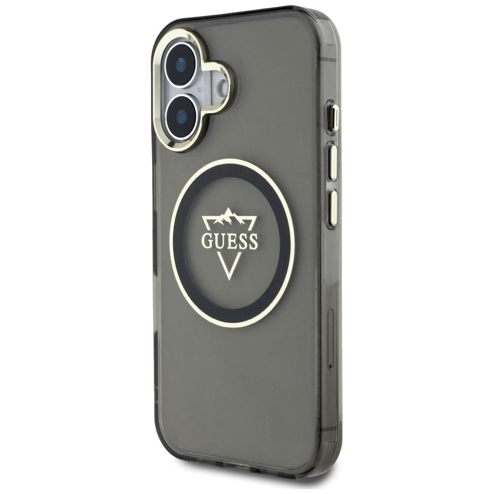 Guess IML Metal Mountain Logo MagSafe case for iPhone 16 black