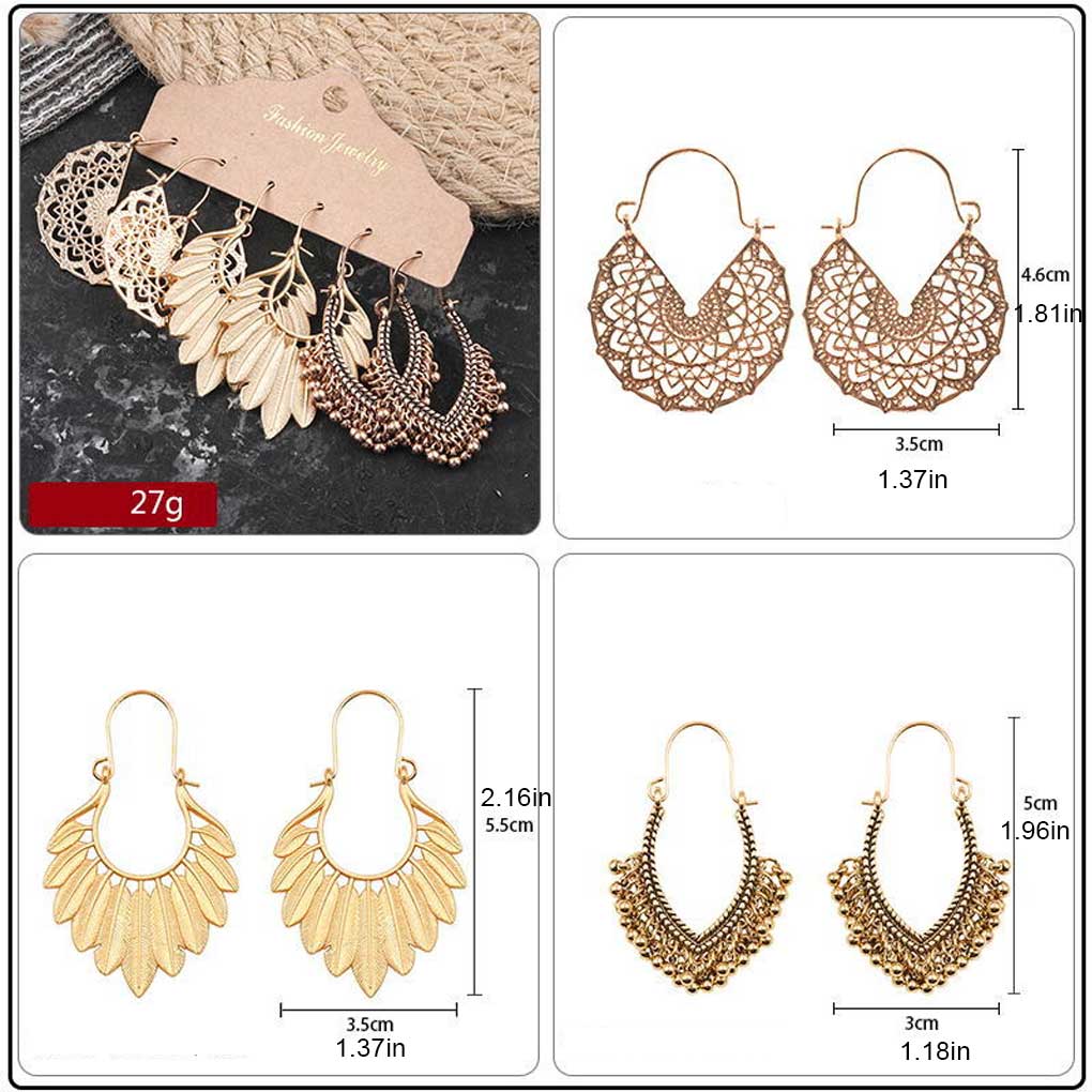 6pcs Bohemian Earrings Exquisite Beautiful Vintage Jewelry Hanging Decor Ear Pendant Geometric Earring Pendant