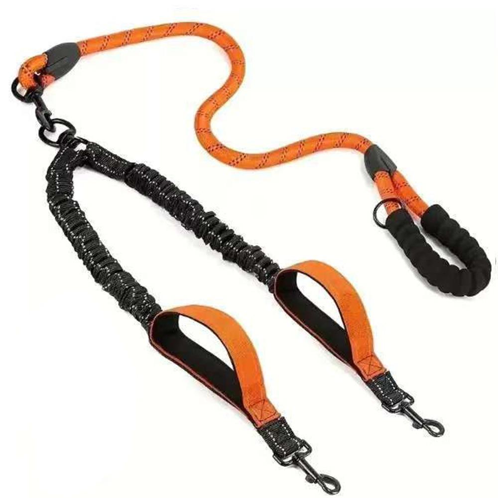 Comfortable Handle Double Head Pet Rope Reflective Pet Walking Rope Dual Dog Leash Outdoor Walking