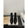 2025 Autumn and Winter Pointed Cat Heel Small Short Boots Low Heel Belt Buckle Thin Boots Women