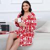 Puszysty Szlafrok Flanelowy Świąteczny Renifer Plus Size - Przytulny i Gruby