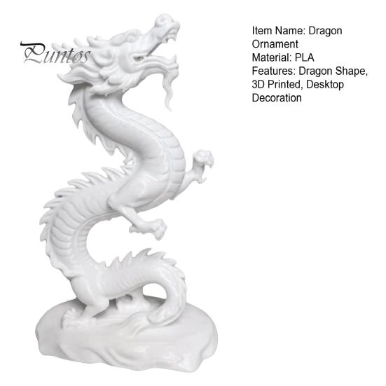 Artistic Dragon Sculpture 3D Printed Chinese Figurine, Collectible White Statue, Feng Shui Statue Decoration for Home Office