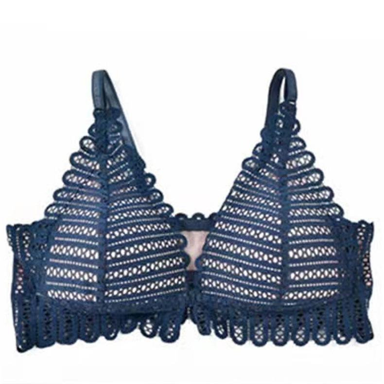Lace Front Button Bralette Women's Underwear Sexy Backless Bra Without Bones Push Up Bra Triangle Thin Lingerie