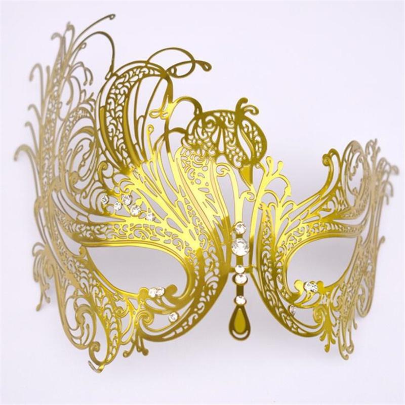 Halloween Costume Party Dress Princess Mask Venice Metal Rhinestone Half Face Mask