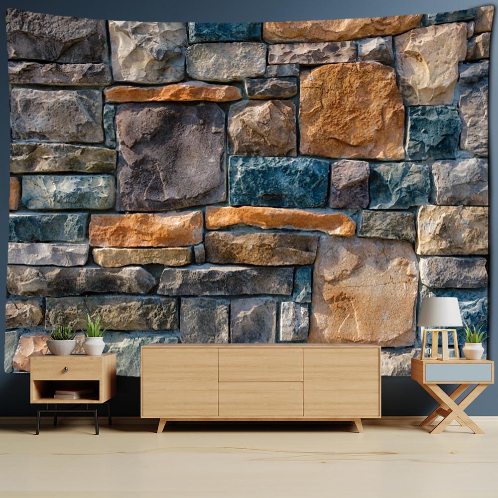 3D Printing Colorful Stone Wood Tapestry Wall Hanging Tapiz Hippie Psychedelic Background Wall Decor Cloth