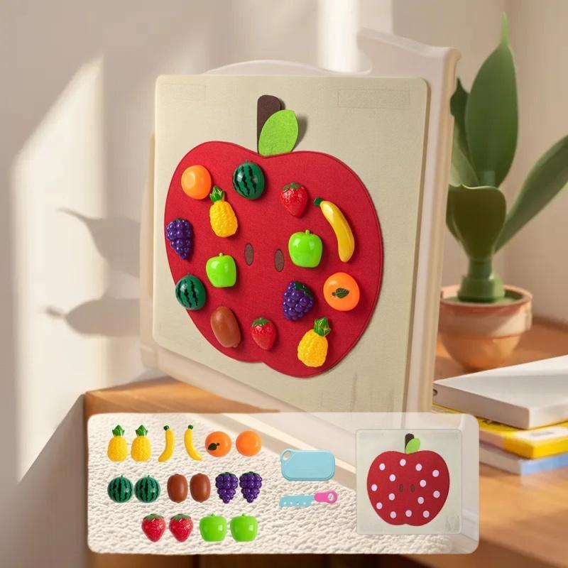 [J] 1 Set Fruits Pretend Play Kitchen Games Baby Felt Board Play Food Toys Wall Sticker Fine Motor Skills Early Educational Toy