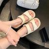The same soft bubble~ stepping on shit feeling kink one word casual thick-soled slippers women's sandals outside summer