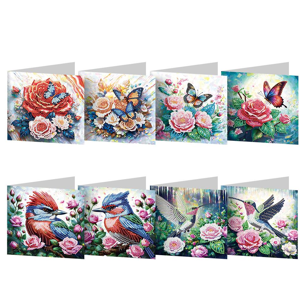 8/12pcs Diamond Painting Greeting Cards Handmade Diamond Painting Gift Card 5D Rhinestone Embroidery Arts Cards Kits for Adults
