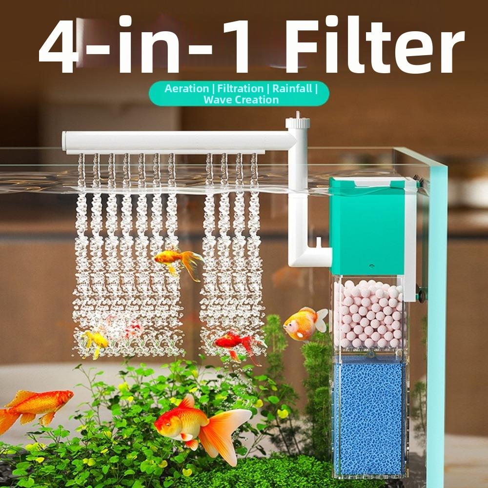 Suction Cup 4-in-1 Fish Tank Filter Wall-Mounted Silent Submersible Pump Water Circulation Waterfall Filter