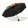 1pc Floral Print Automatic Folding Umbrella - 8-Rib Iron Frame, Windproof, Portable Sunshade with Plastic Handle for Travel & Outdoor Activi