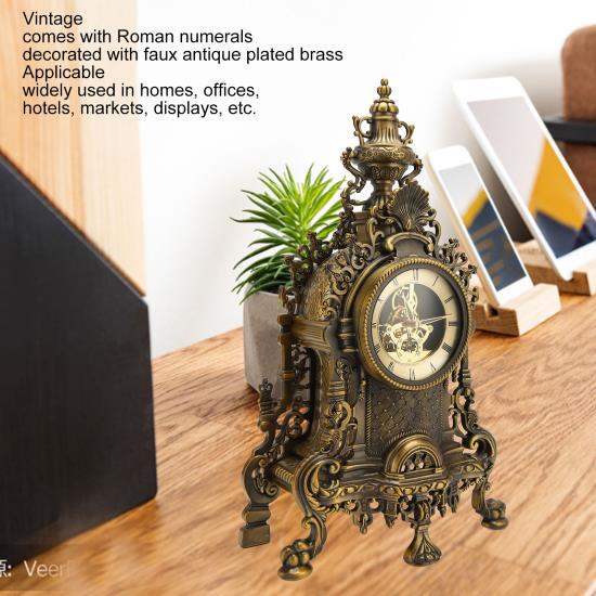 European Vintage Table Clocks Semi Mechanical Quartz Movement Metal Desk Clock for Homes Offices Hotels Markets
