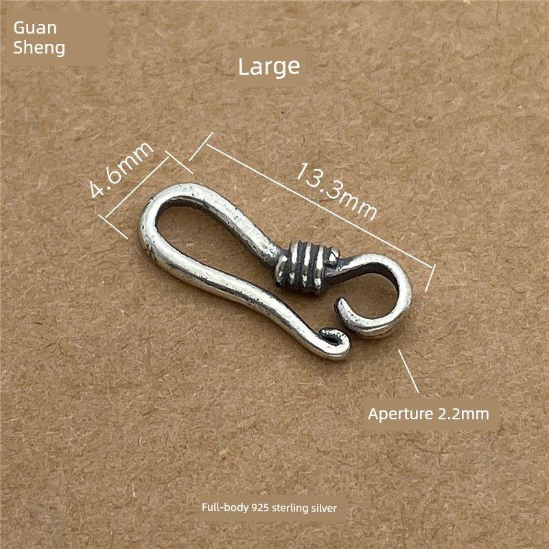 

Браслет-ожерелье из стерлингового серебра 925 пробы в стиле ретро с маленькой пряжкой, пряжка в виде рыбки Хой, пряжка в виде вопросительного знака, плетеный вручную ремешок DIY, состаренная тайская пряжка One full-body 925 sterling silver buckle (large)