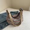 Womens Street Style Canvas Shoulder Bag With Zipper Closure And Mobile Pocket