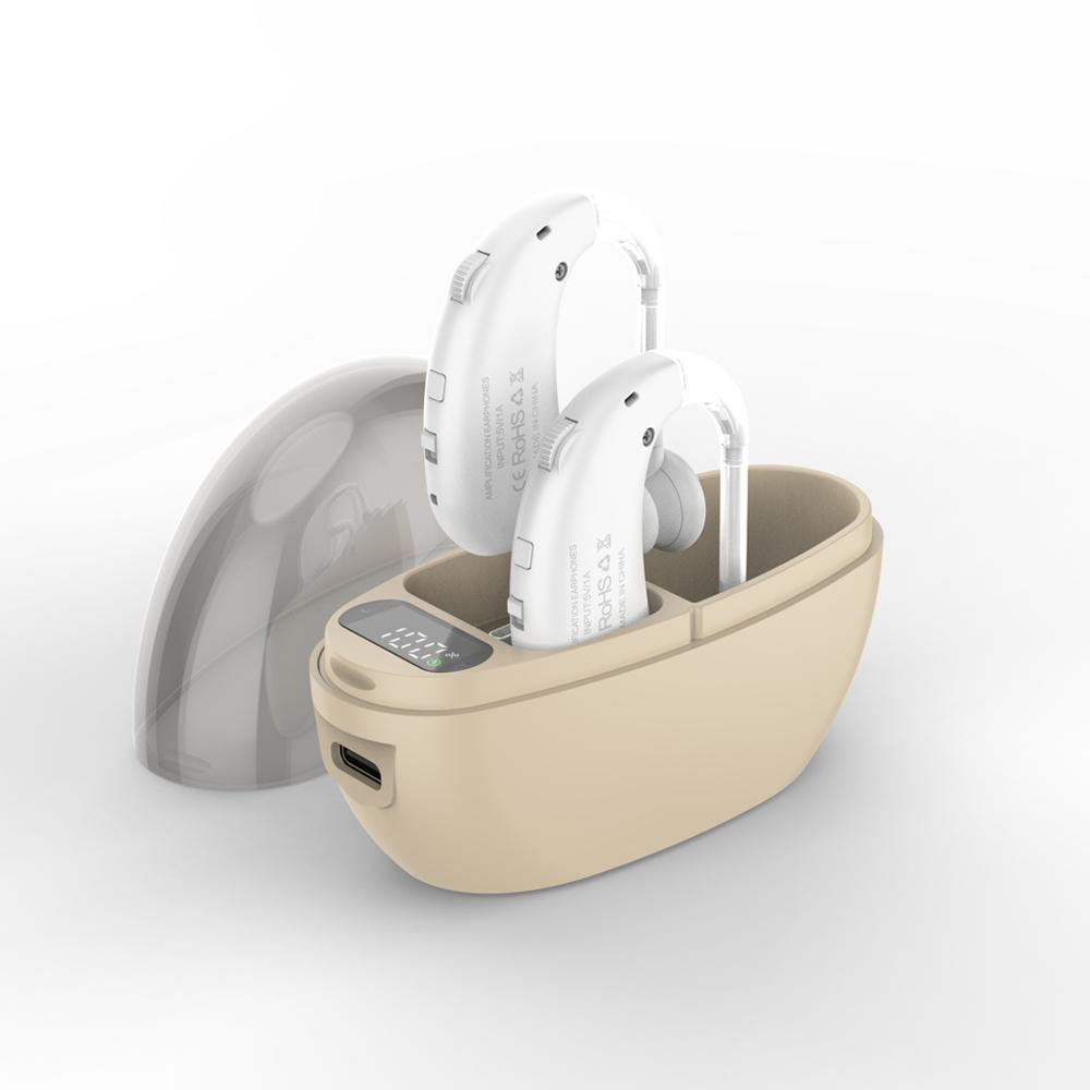 

High Battery Hearing Aids,sound Amplifier,ultra Long Battery Life of 80H Noise Reduction, Hanging Ear Rechargeable elderly білий