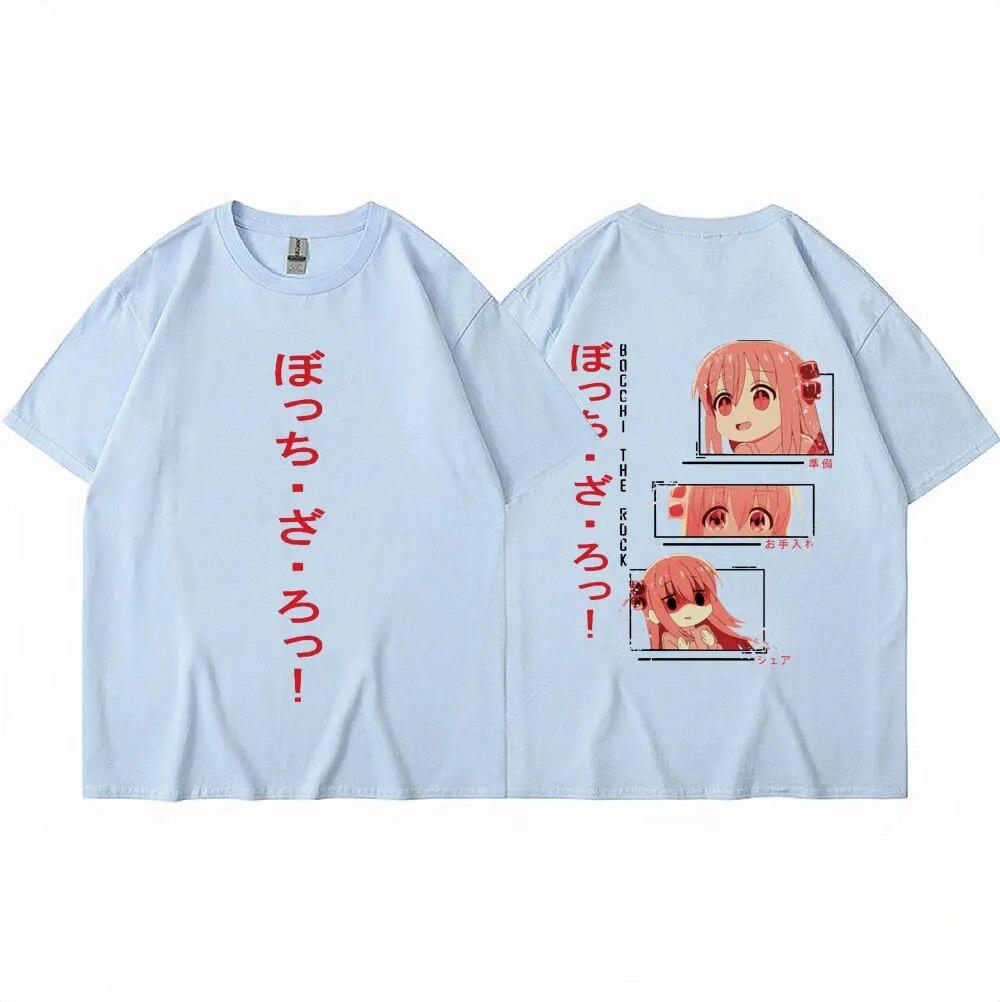 Anime Bocchi The Rock T Shirt Kita Ikuyo Kessoku Band Graphic T Shirts Unisex's Oversized Cotton Fashion Couples T-shirt Streetwear