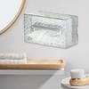 Tissue Box, Wall Mounted Tissue Box Cover Clear Plastic Napkin Holder Rectangular Facial Tissue Dispenser for Bathroom(Silver)