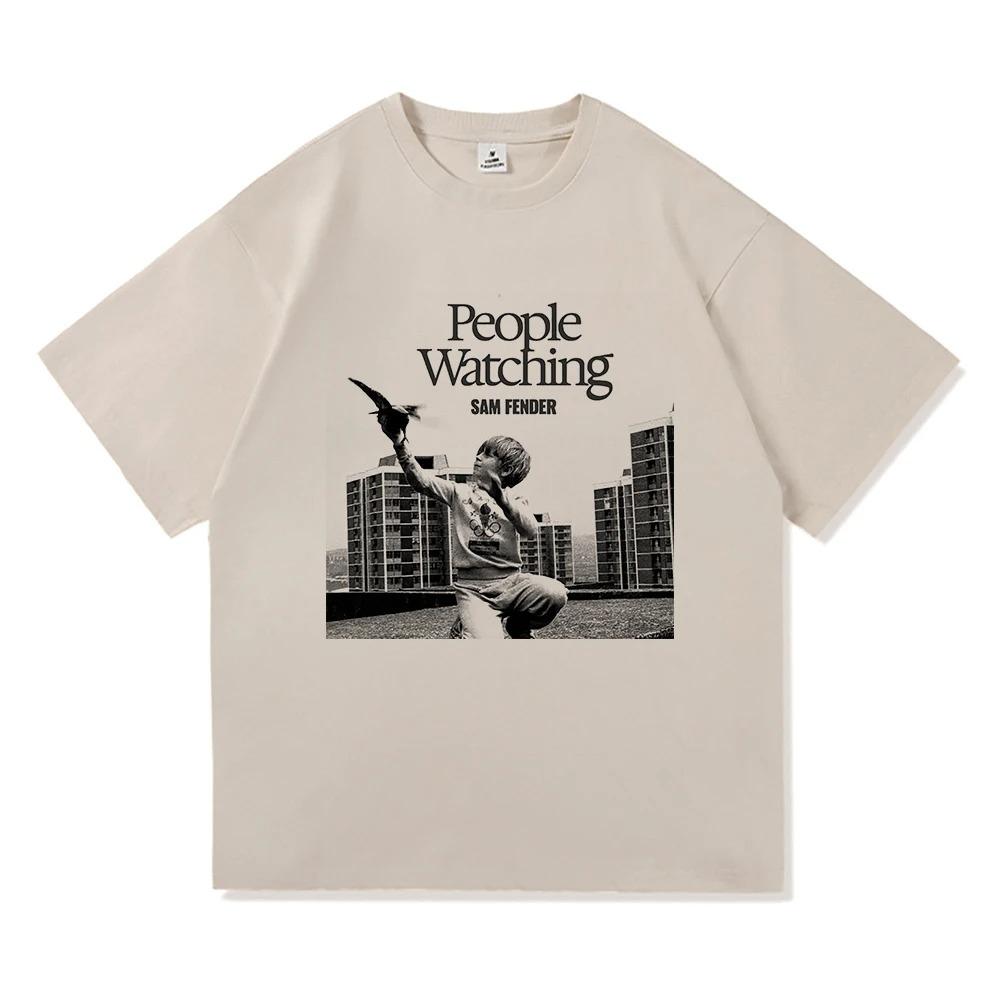 

Футболка Sam Fender People Watching 2025 Tour Чоловічий_жіночий одяг Ретро Хараджуку Висока якість Короткий рукав Великий розмір Вільний м який 4XL