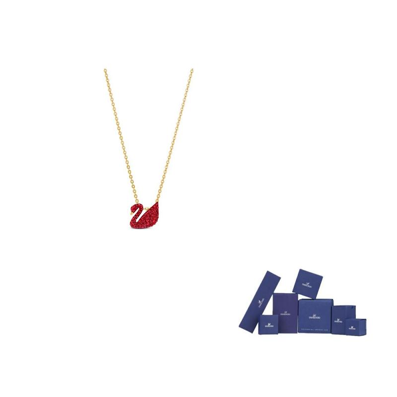 Swarovski Gold Tone Plated, Faux Crystal Stone Necklaces Womens Small Size-Original brand box (color random) красный