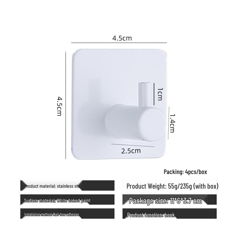 Punch-Free Stainless Steel Hooks - Strong Adhesive for Kitchen & Bathroom Storage Organizing Backpacks, Hats, Headbands.