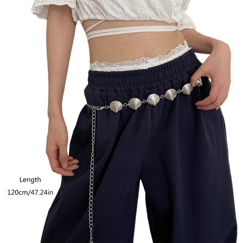 Gothic Waist Belt Stylish Seashells Heart Waist Chain Belt Elaborate Chain Belly Chain for Dress Cowboy Belt Waist Chain