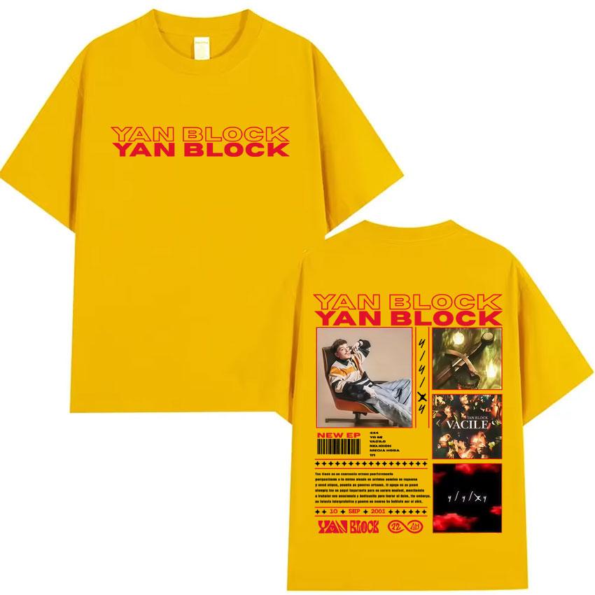 Yan Block New Album Punk Harajuku T Shirt Mens Casual High Quality Tshirts Cotton Short Sleeve Oversized Tee Shirts Fans Gift