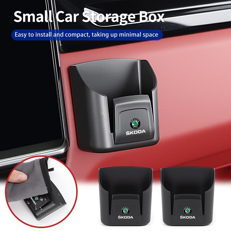 Car Vent Storage Box Tools Organizer Card Holder Tidy Case Accessories For Skoda VRS Octavia Kamiq Kodiaq Karoq RS Superb Fabia BS2