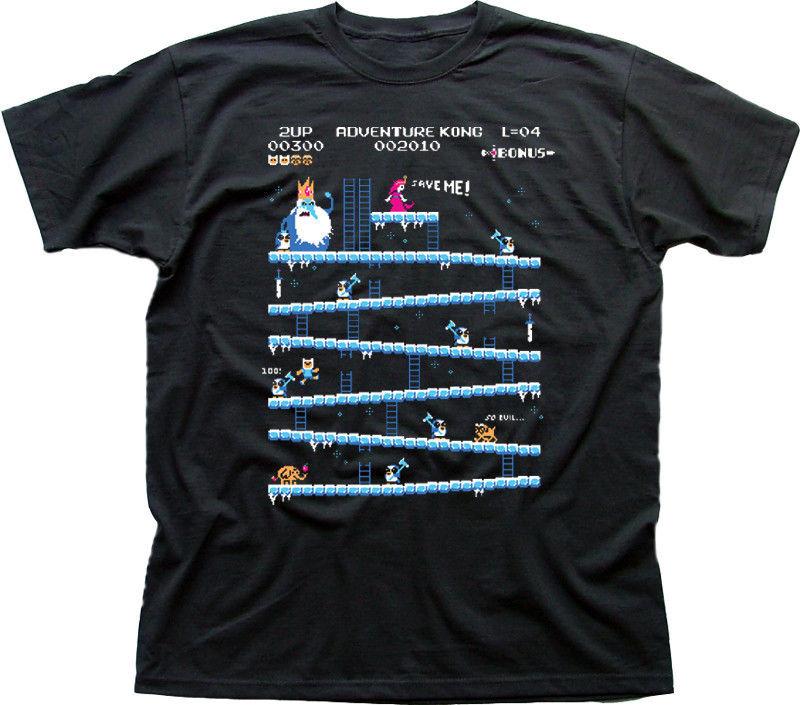 Adventure Time Donkey Kong Arcade game 80s retro black cotton t-shirt OZ9853 S