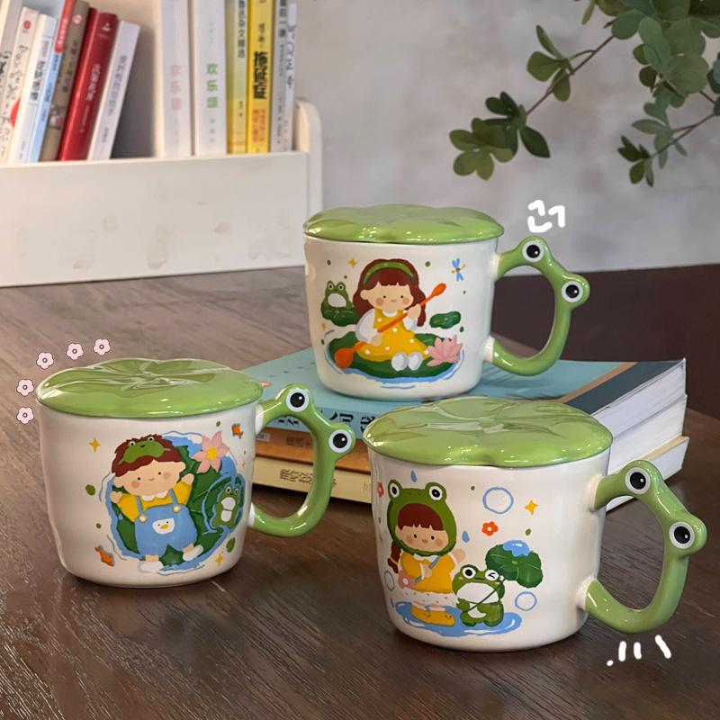 Hochwertiges Geburtstagsgeschenk niedliche Karte Frosch Junge Keramiktasse für Jungen und Mädchen und Kinder Souvenir Geschenkbox