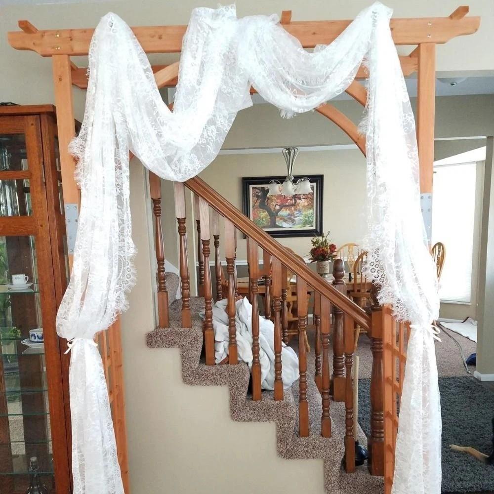 White Color Lace Table Runner Floral Embroidery Lace Floral Table Runners Wedding Reception