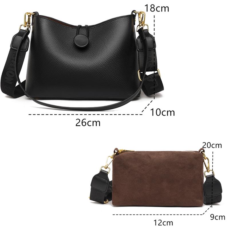 Hohe Qualität Weiche Kuh Leder Handtasche Luxus Frauen Eimer Messenger Schulter Umhängetasche Weibliche Mode Echtes Leder Tote