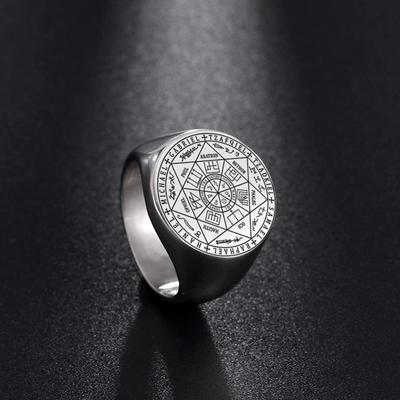 Zegel van de Zeven Aartsengelen Viking Ring Geheimen van het Universum Ringen voor Mannen Roestvrij Staal Salomo Kabbala Talisman Sieraden