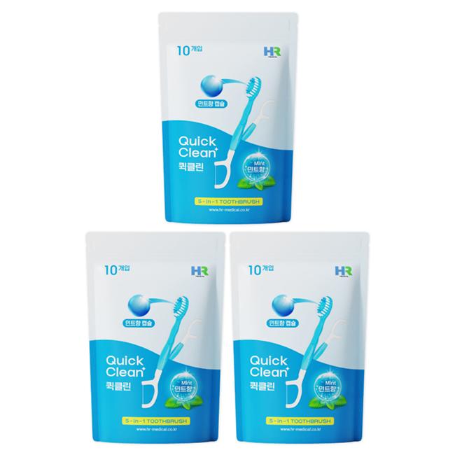 HR Medical Quick Clean 5-in-1 Disposable Toothbrush 10pcs (Mint / Apple Mint / Strawberry) (10 Options)