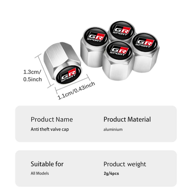 4PCS Car Logo Metal Wheel Tire Valve cover Cap Auto Styling Accessories For Toyota GRsport Yaris Corolla Rav4 CHR Auris Cruiser