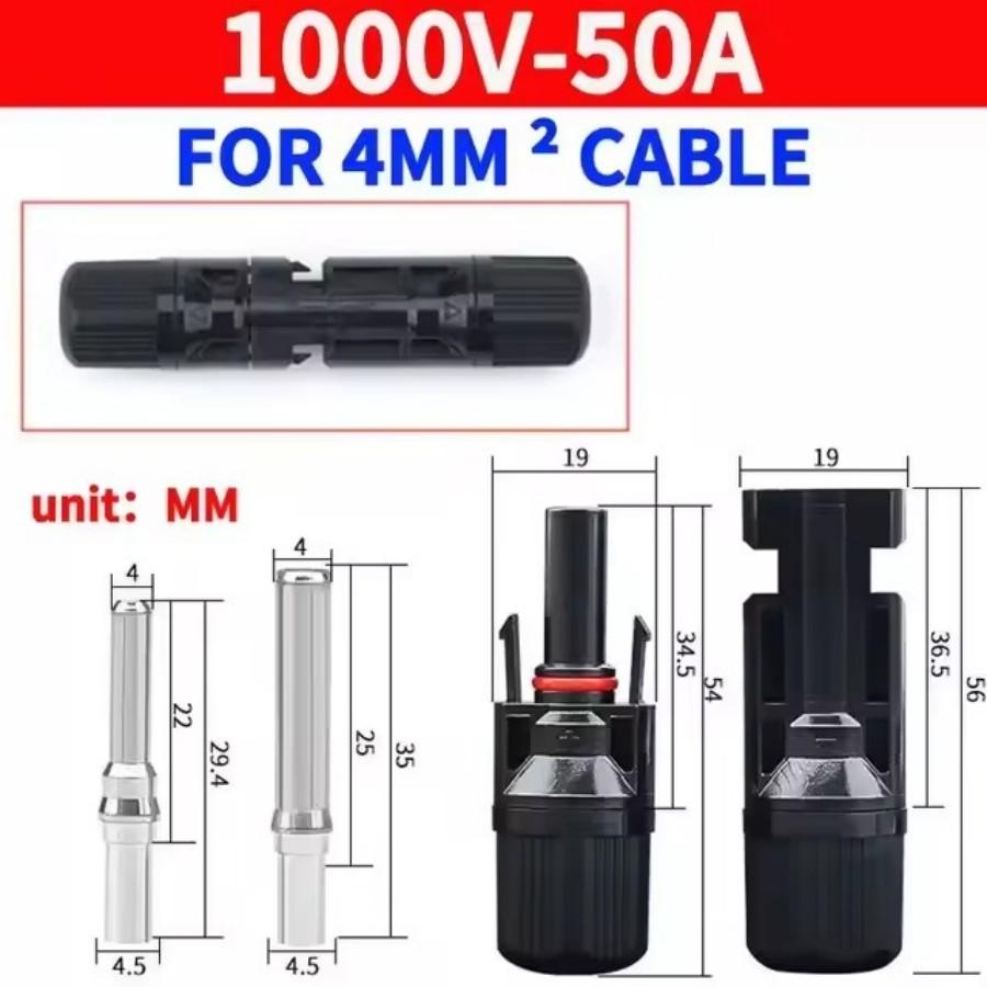 Sets Solar Connector Solar Plug Cable Connectors for Solar Panels Photovoltaic System 30A 50A 1000VDC 1500VDC