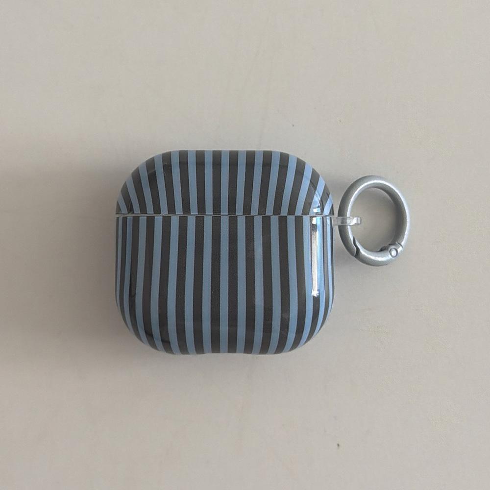 Retro Blue Black Stripe Soft Case for AirPods 4 Fashion Headphone Case for Apple AirPods Pro 2 3nd Generation Dustproof Cover