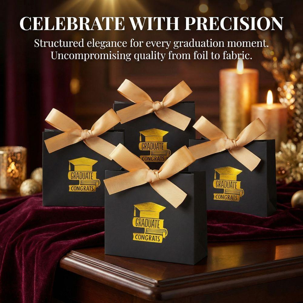 10Pcs Gilded Pattern Graduation Favor Bags Foldable Graduation Gift Box  Party Supplies