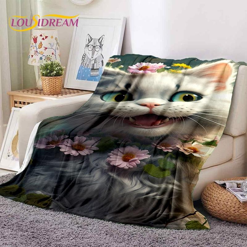 Gato persa 3D, gato de chita fofo, cobertores macios de desenho animado Ragdoll, cobertor para manter aquecido para camas de piquenique, sofá, casa, quarto, presente para criança