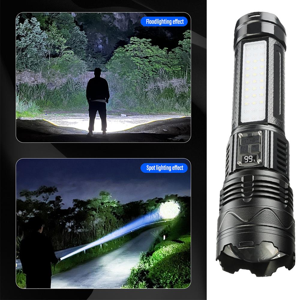 Super Bright Aluminum Alloy LED Flashlight With 60W High Power White Laser Beads With 5400 MAh High Capacity Lithium Battery